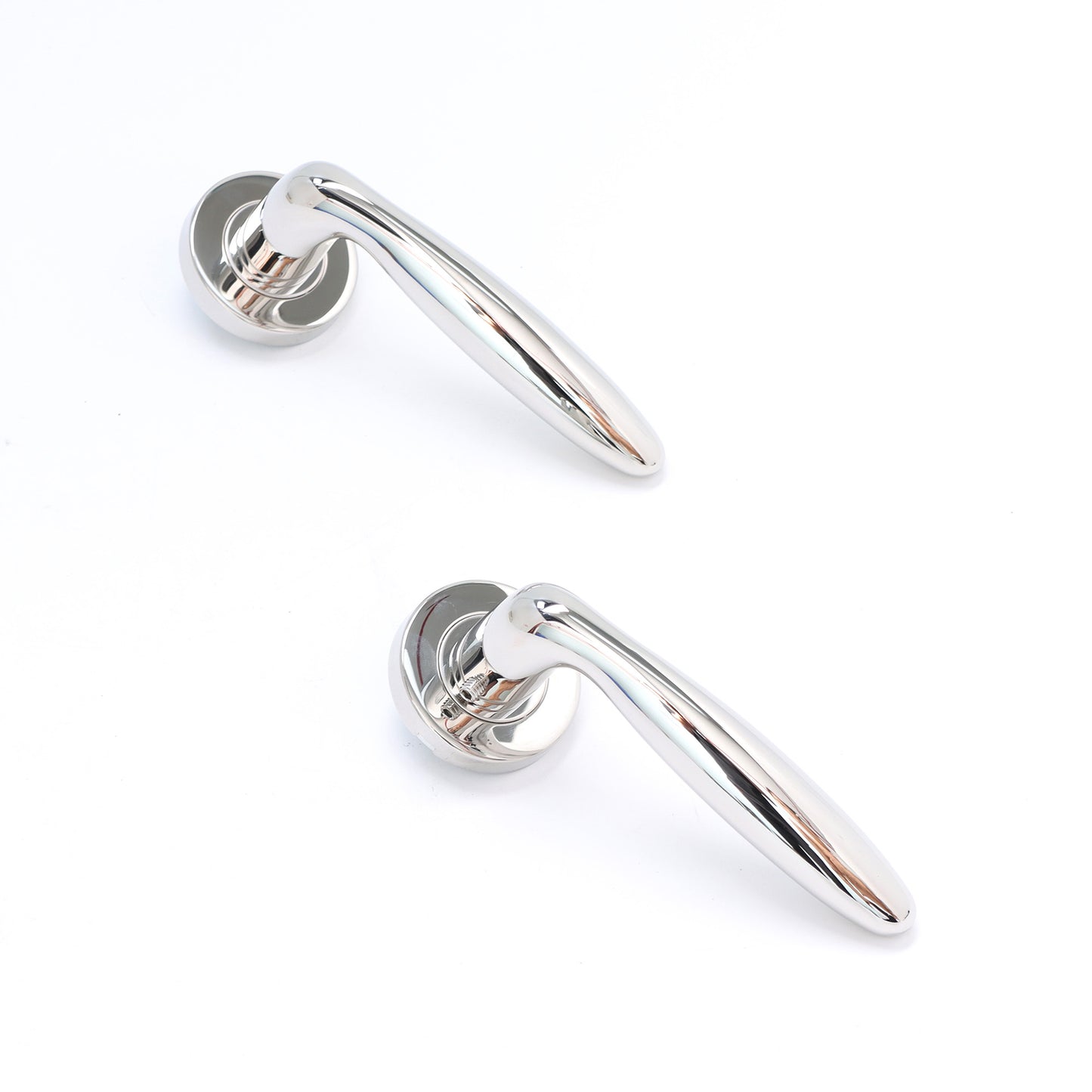 Superior Sirius Lever on Round Rose Bathroom Handle Set - Polished Stainless Steel