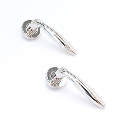 Superior Sirius Lever on Round Rose Bathroom Handle Set - Polished Stainless Steel
