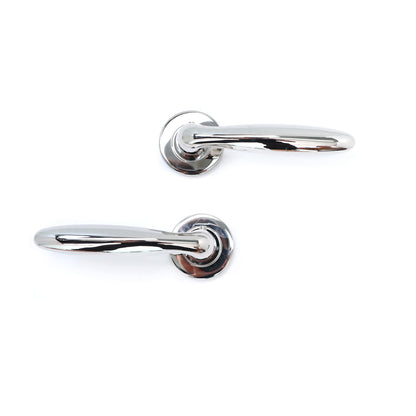 Superior Sirius Lever on Round Rose Bathroom Handle Set - Polished Stainless Steel
