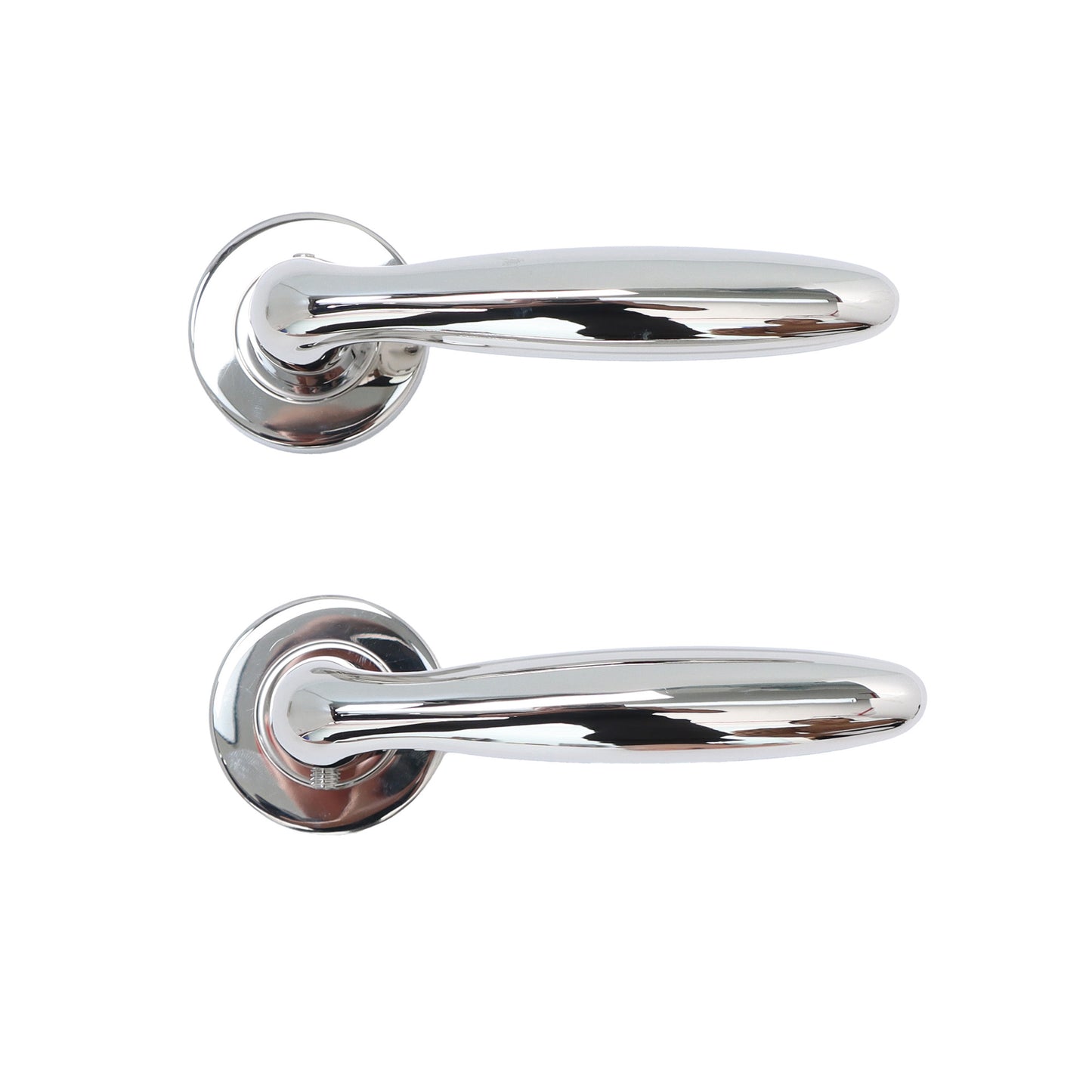 Superior Sirius Lever on Round Rose Bathroom Handle Set - Polished Stainless Steel