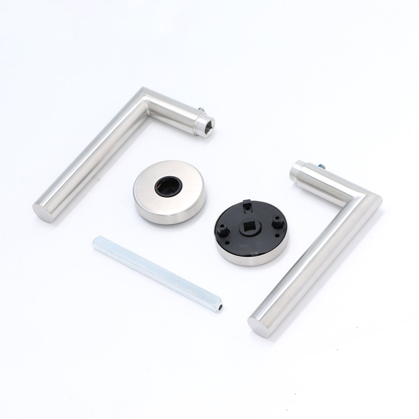 Lifestyle Alpha Lever on Round Rose Handle Set - Satin Nickel