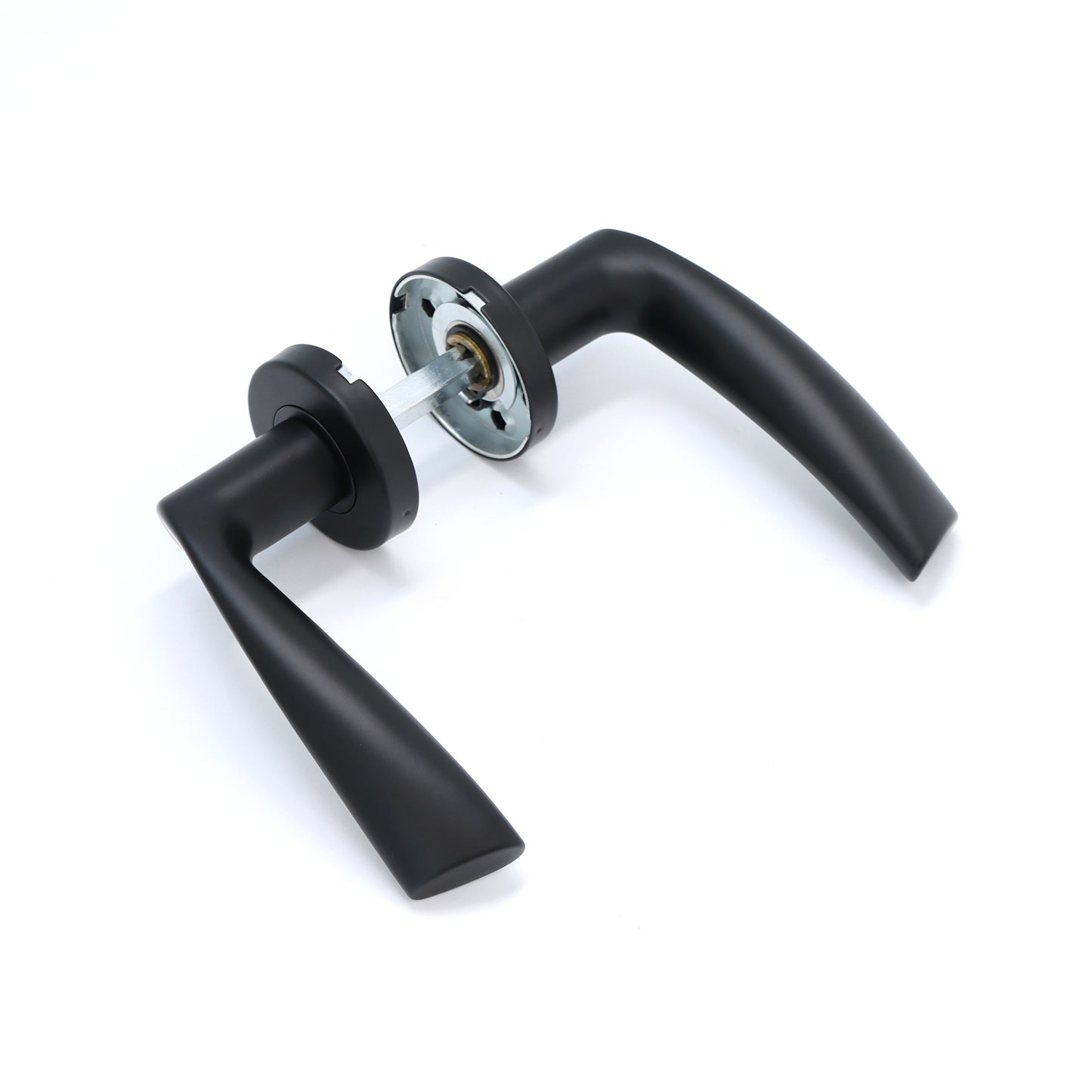 Superior Vega Lever on Round Rose Bathroom Handle Set - Matt Black