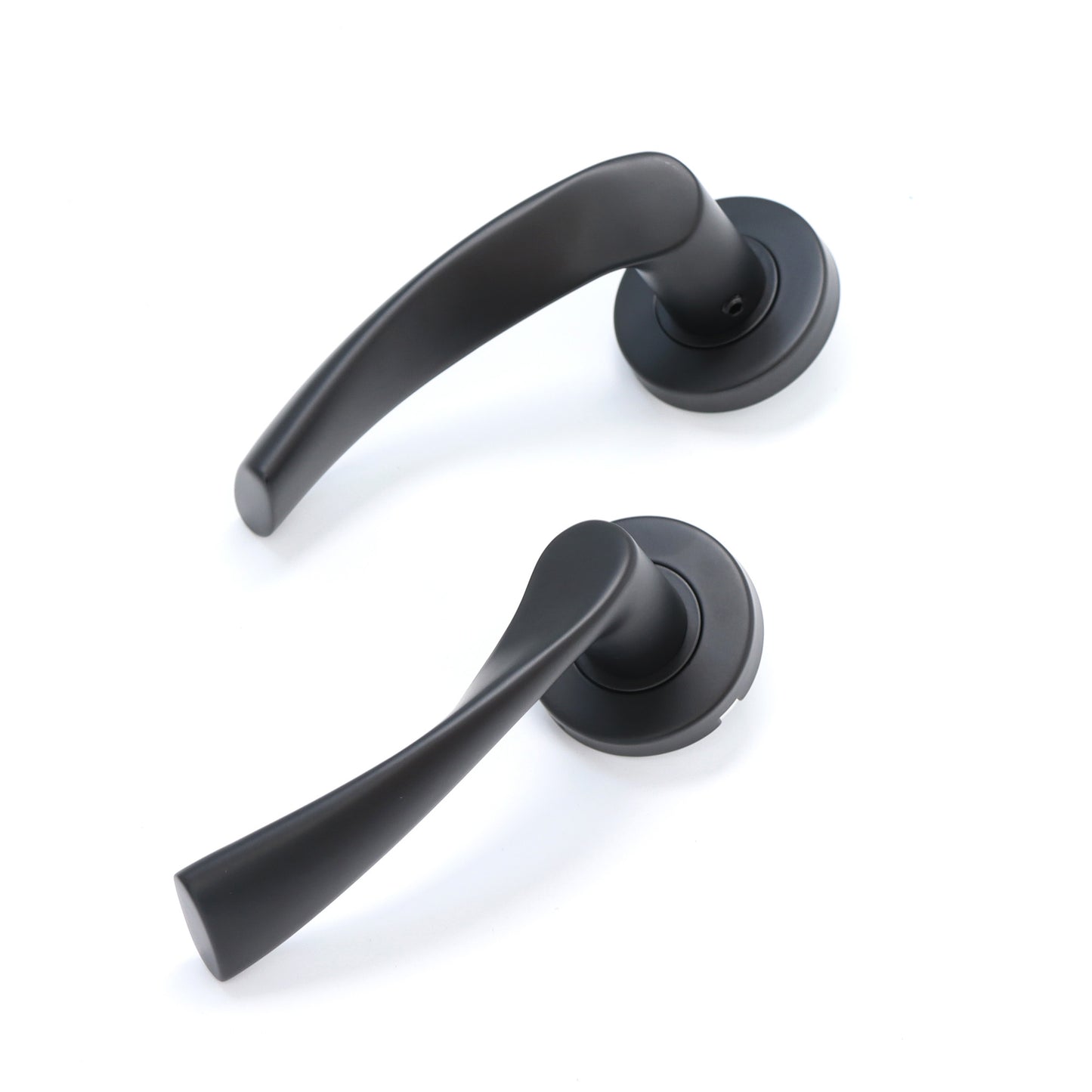 Superior Vega Lever on Round Rose Bathroom Handle Set - Matt Black