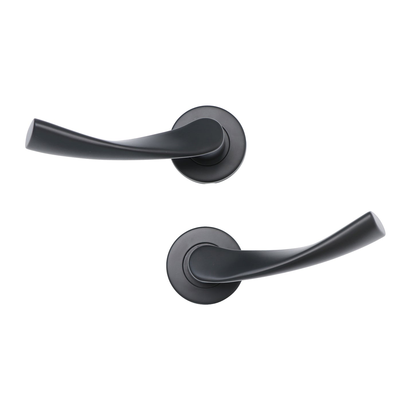 Superior Vega Lever on Round Rose Bathroom Handle Set - Matt Black