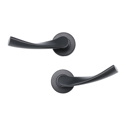 Superior Vega Lever on Round Rose Bathroom Handle Set - Matt Black