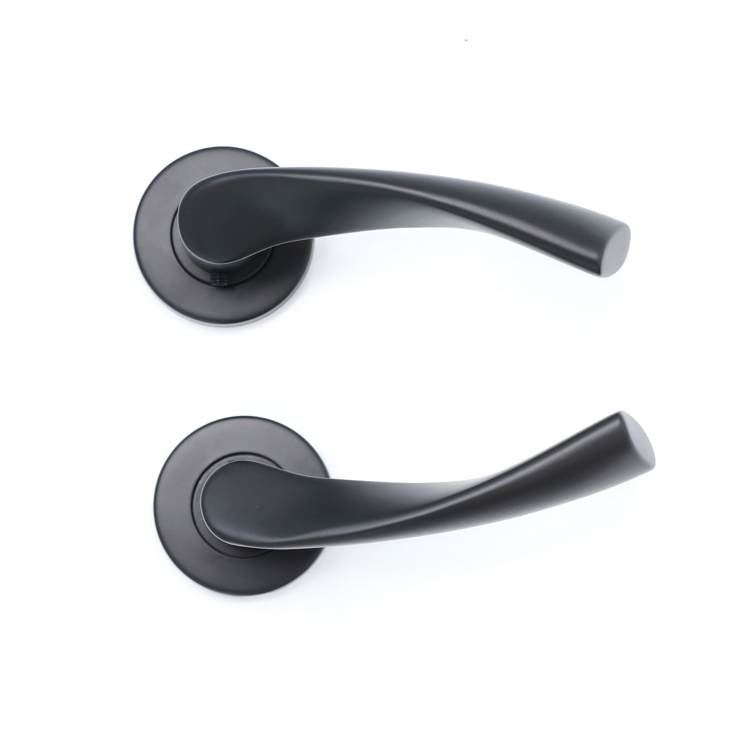 Superior Vega Lever on Round Rose Bathroom Handle Set - Matt Black