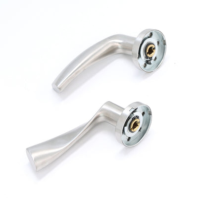 Superior Vega Lever on Round Rose Bathroom Handle Set - Satin Stainless Steel
