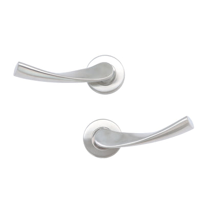 Superior Vega Lever on Round Rose Bathroom Handle Set - Satin Stainless Steel