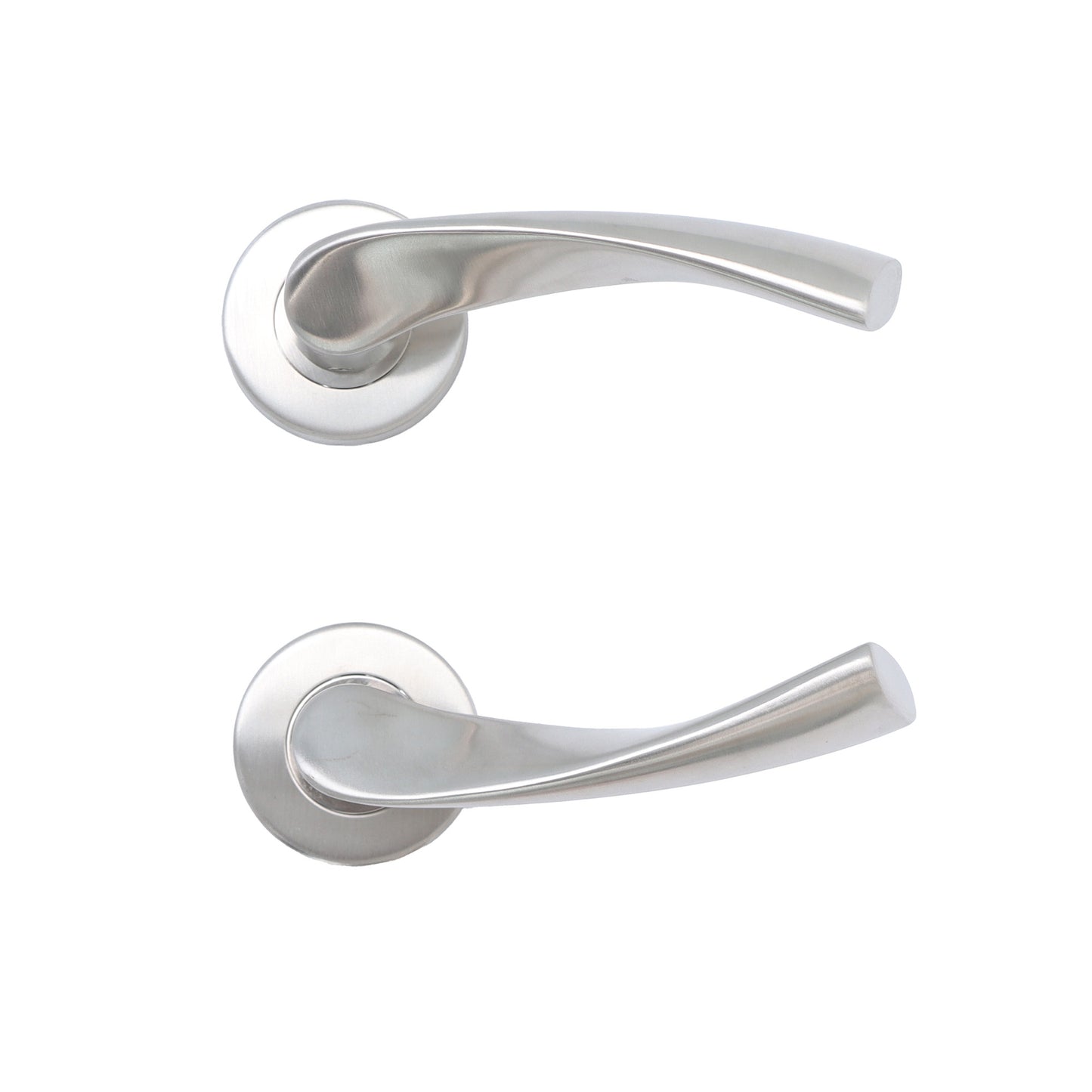 Superior Vega Lever on Round Rose Bathroom Handle Set - Satin Stainless Steel