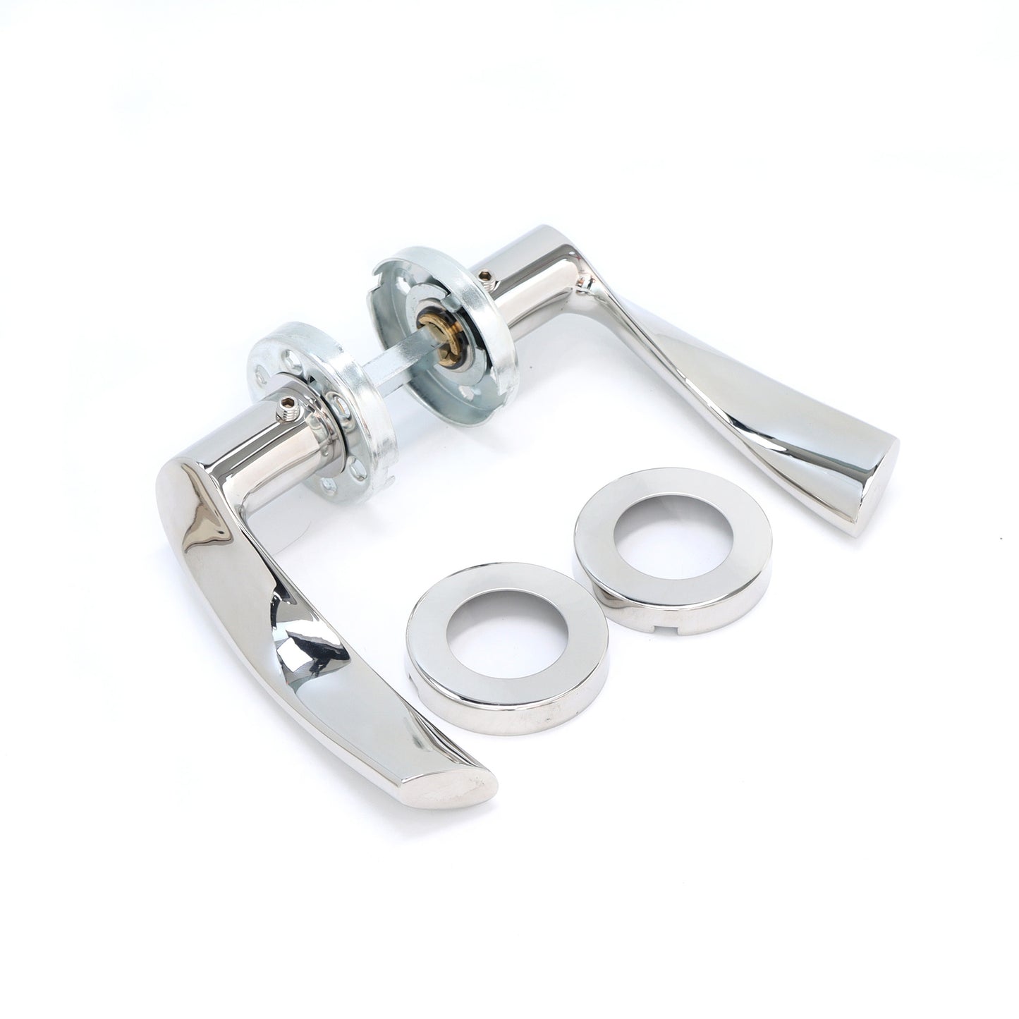 Superior Vega Lever on Round Rose Handle Set - Polished Stainless Steel