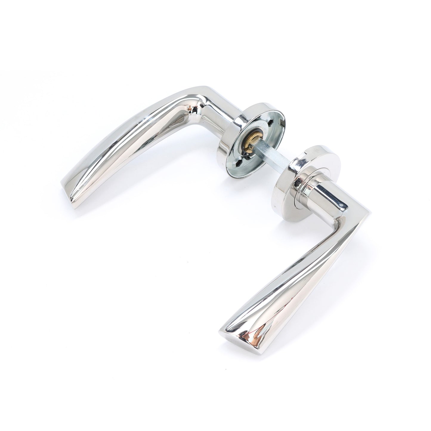 Superior Vega Lever on Round Rose Handle Set - Polished Stainless Steel
