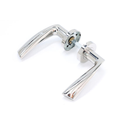Superior Vega Lever on Round Rose Handle Set - Polished Stainless Steel