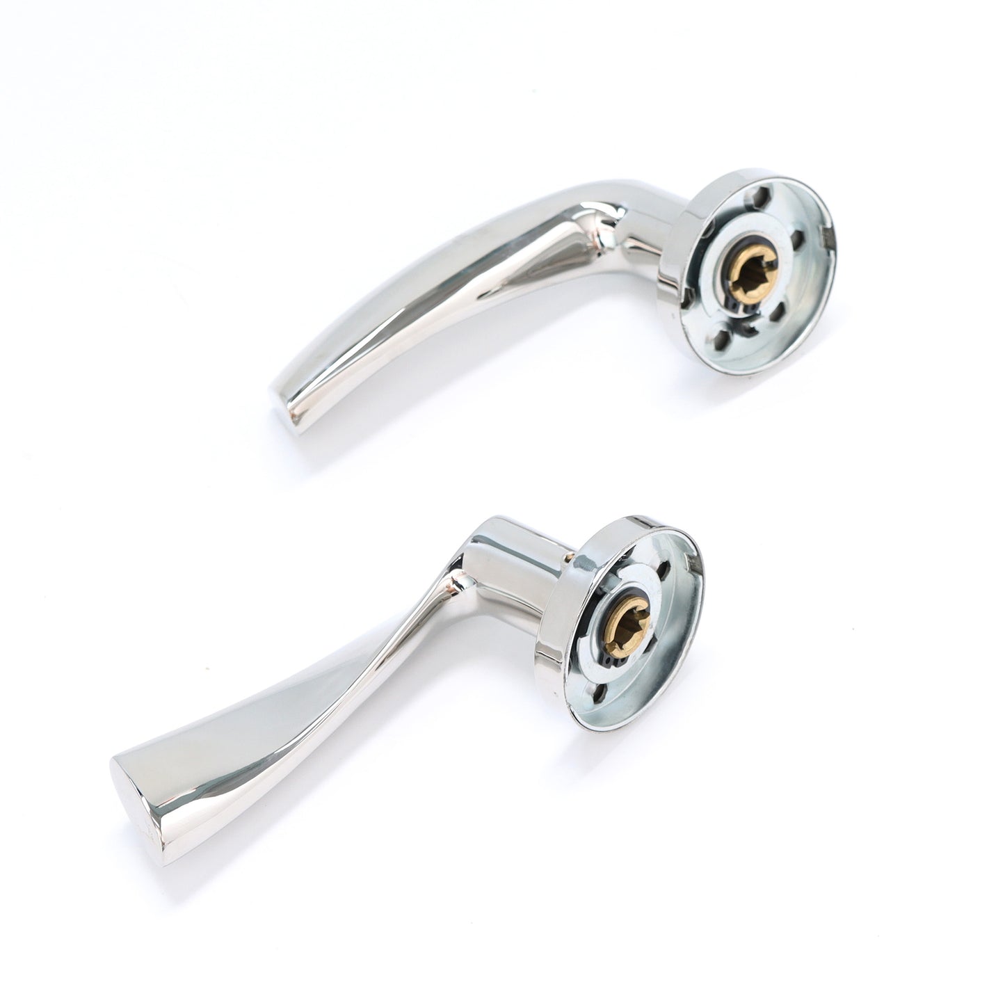 Superior Vega Lever on Round Rose CE13 Fire Door Handle Set - Polished Stainless Steel (123534)