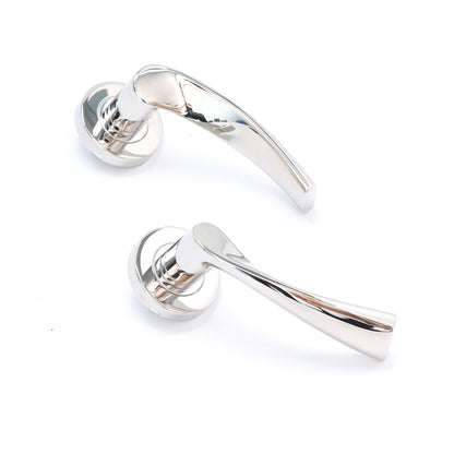 Superior Vega Lever on Round Rose Handle Set - Polished Stainless Steel