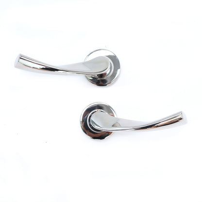 Superior Vega Lever on Round Rose Bathroom Handle Set - Polished Stainless Steel