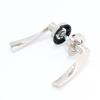 Lifestyle Mizar Lever on Round Rose Handle Set - Satin Nickel