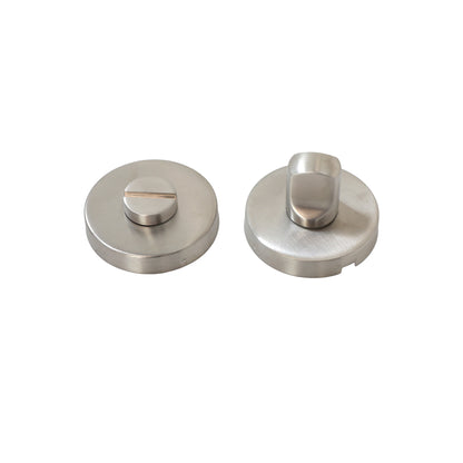 Satin Stainless Round Turn and Release Bathroom Lock - Satin Stainless Steel