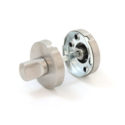 Satin Stainless Round Turn and Release Bathroom Lock - Satin Stainless Steel