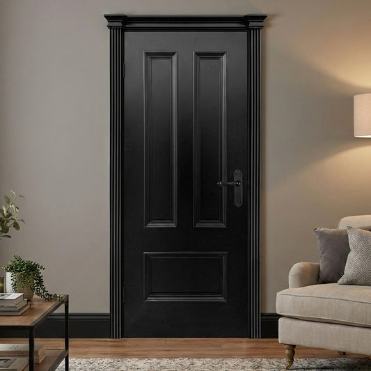 Jet Black Internal Fully Finished Belgravia 3 Panel Fire Door (BLACKBELFD)