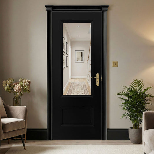 Jet Black Internal Fully Finished Clear Glass Mayfair 2 Panel Door (BLACKMAYCG)