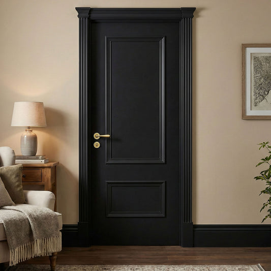 Jet Black Internal Fully Finished Mayfair 2 Panel Fire Door (BLACKMAYFD)