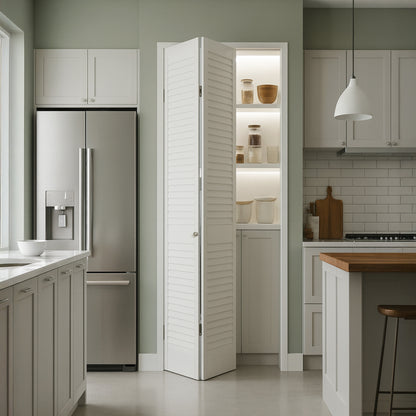 White Painted Internal 28mm Open Louvre Bi-fold Door Set (123117)