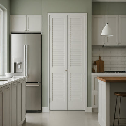 White Painted Internal 28mm Open Louvre Bi-fold Door Set (123117)