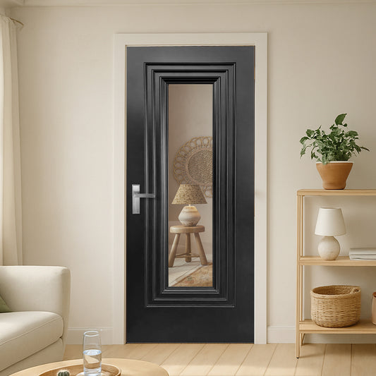 Jet Black Internal Fully Finished 1 Light Clear Glass Trinity Door (BLACKTRICG)