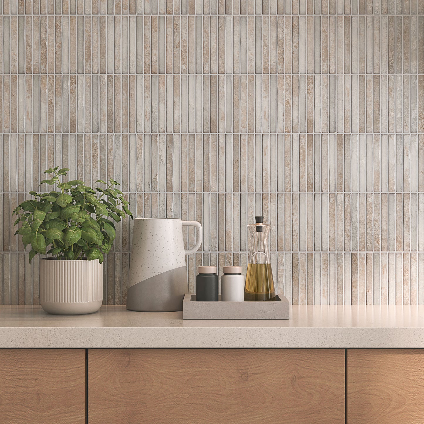 Grey Gloss - Elara Smooth Linear Ceramic Wall Tile