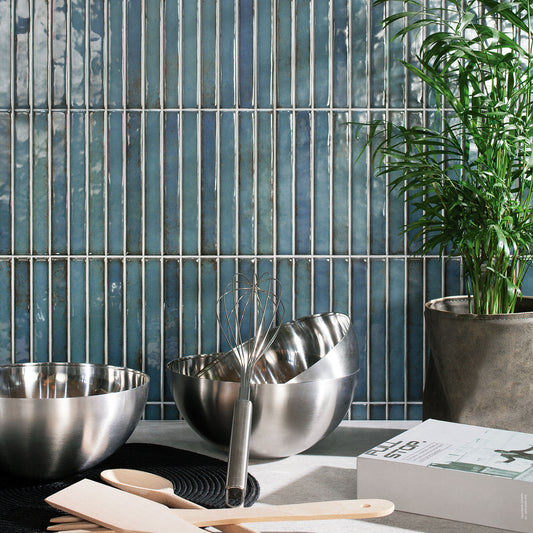 Turquoise Gloss - Elara 9.2mm Smooth Linear Waterproof Ceramic Wall Tile