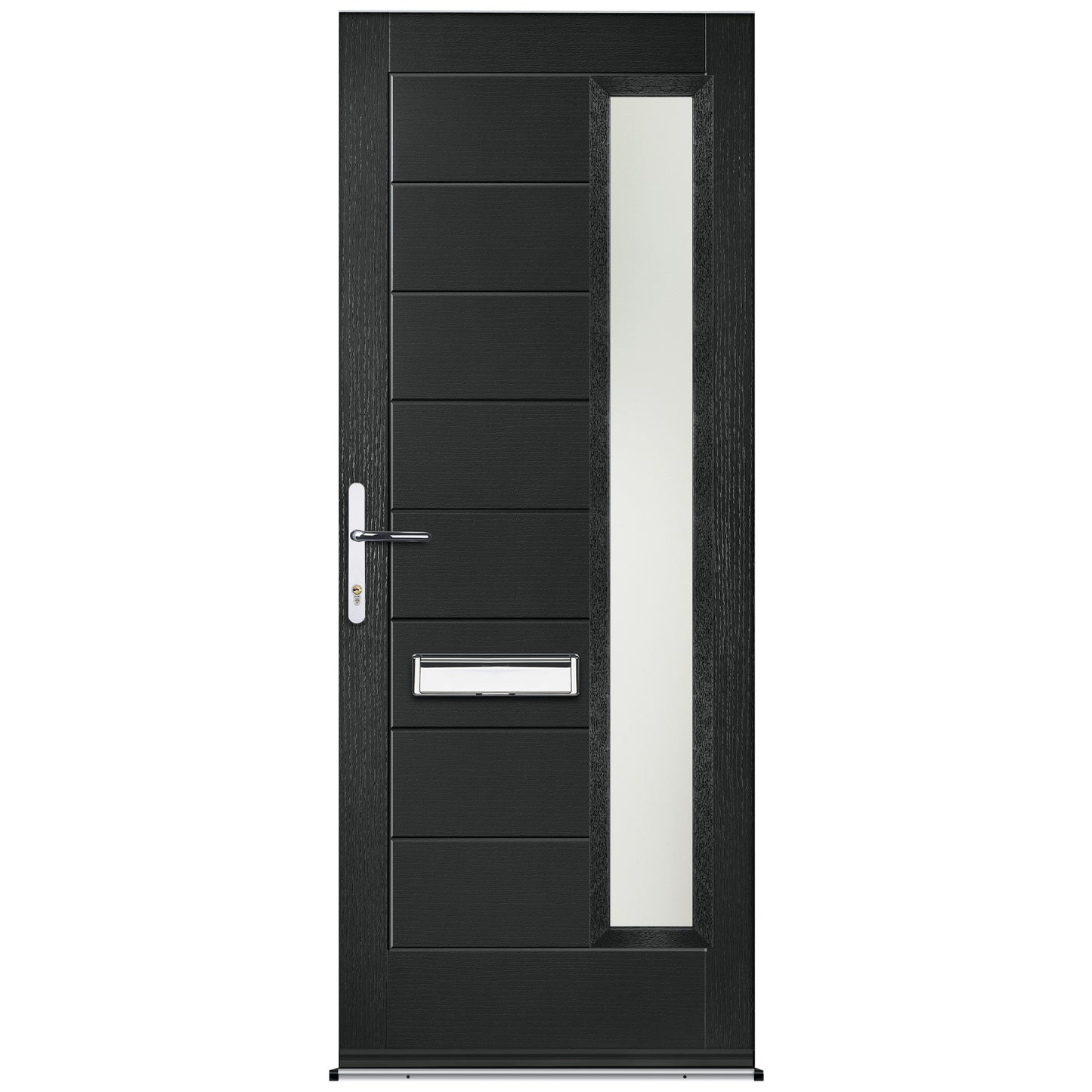 Minera Black Pre-Hung Obscure Satin Glass Composite Front Door Set