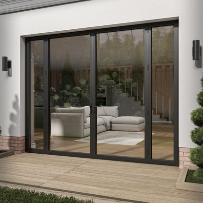 Matt Black Aluminium External Clear Glass French Patio Door (122100)