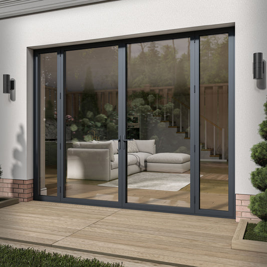 Matt Grey Aluminium External Clear Glass French Patio Door (122101)