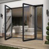 Matt Grey Aluminium External Clear Glass French Patio Door (122101)