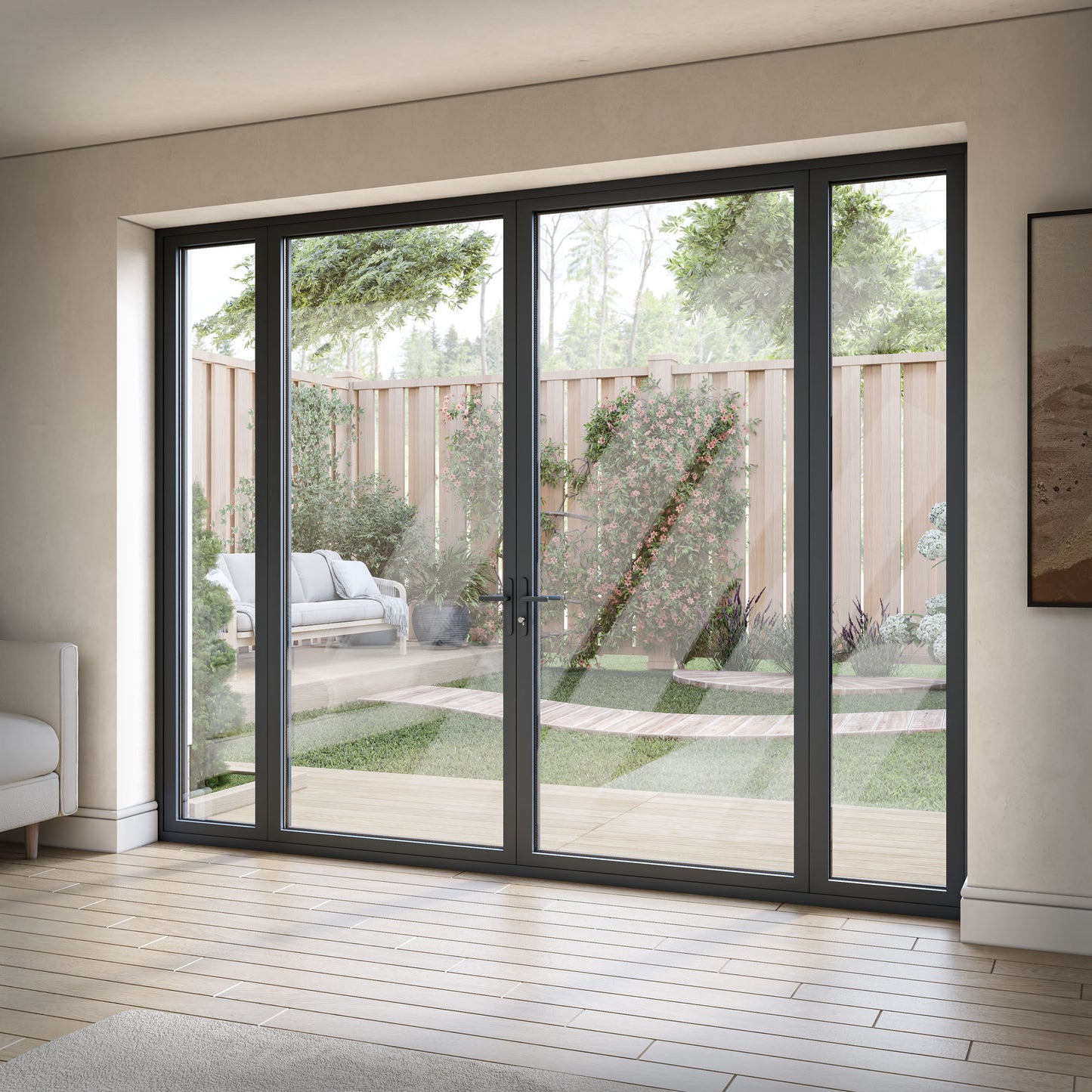 Matt Grey Aluminium External Clear Glass French Patio Door (122101)