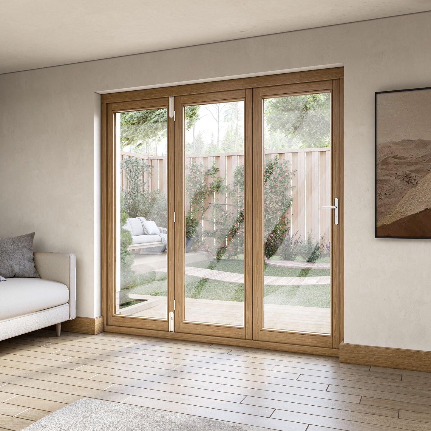 Oak External Fully Finished Folding Patio Door Set (123820)