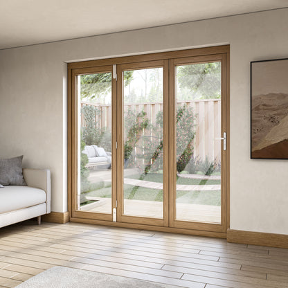 Oak External Fully Finished Folding Patio Door Set (123820)