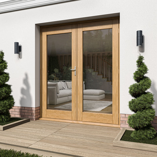 Fully Finished Oak External French Patio Door Set (OAKPATIO+HW)