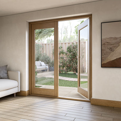 Fully Finished Oak External French Patio Door Set (OAKPATIO+HW)