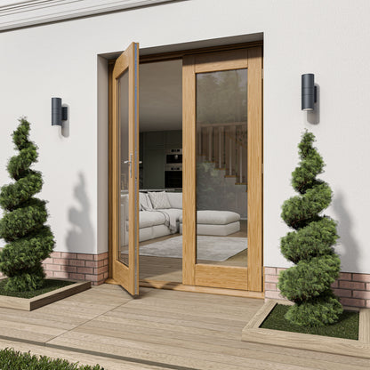 Fully Finished Oak External French Patio Door Set (OAKPATIO+HW)