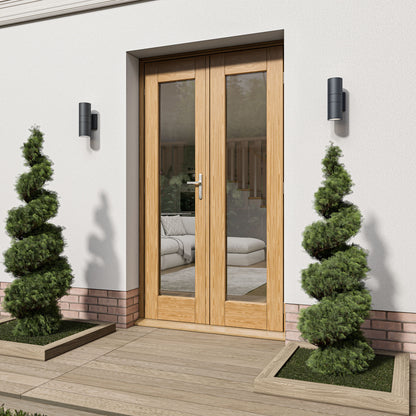 Fully Finished Oak External French Patio Door Set (OAKPATIO+HW)