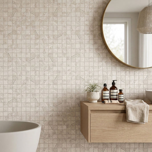 White Matt - Origins Smooth Waterproof Porcelain Mosaic Tiles