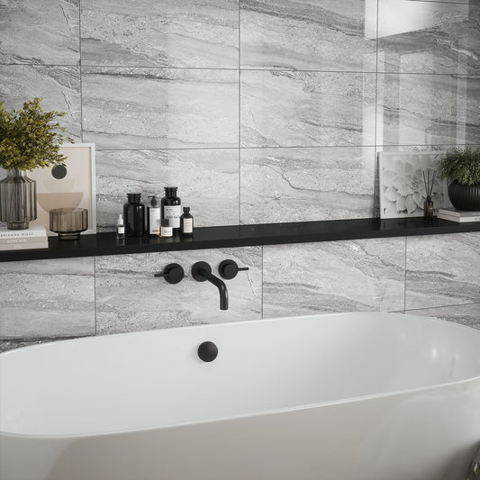 Grey Gloss - Arden 8.3mm Smooth Waterproof Ceramic Wall Tile