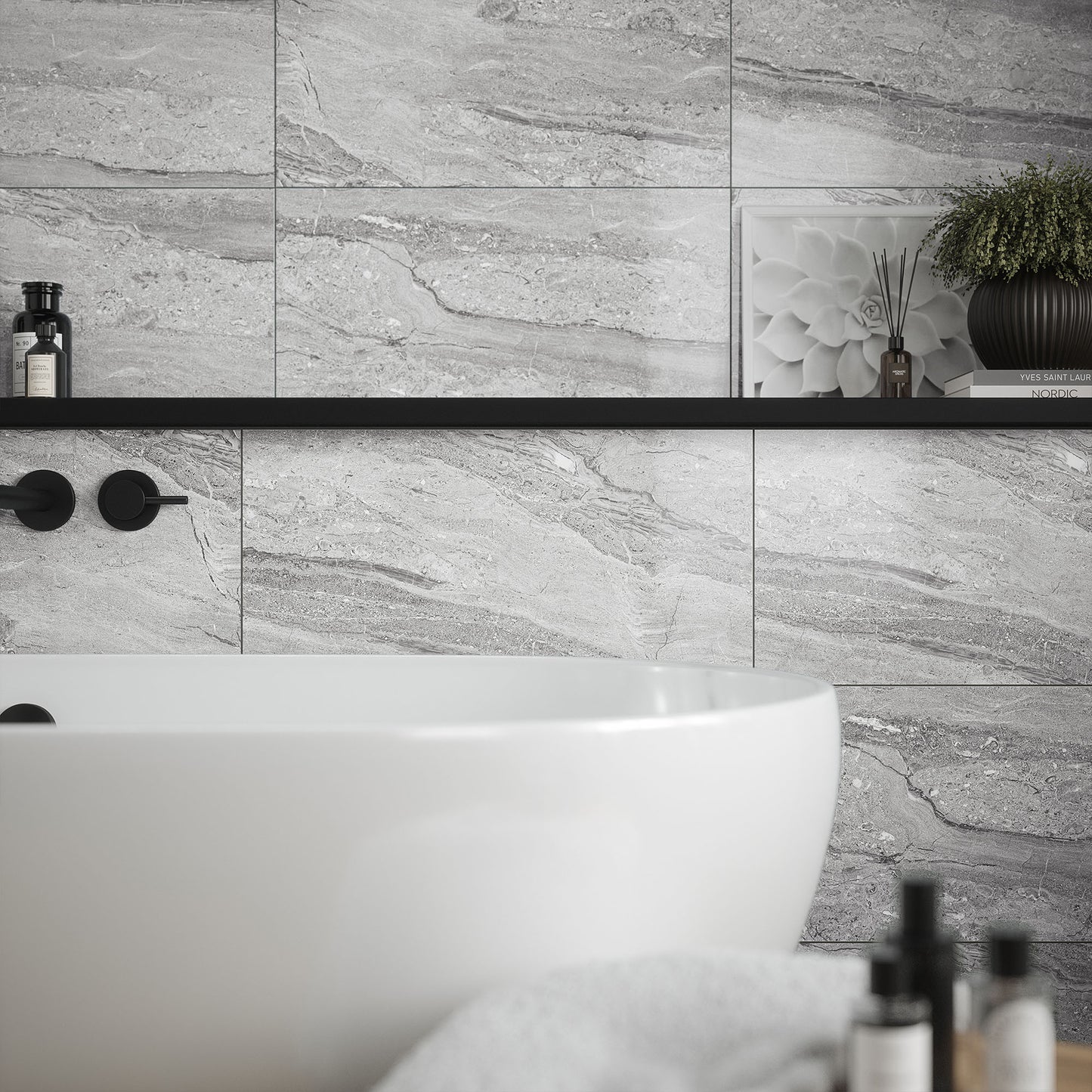 Grey - Arden 8.3mm Gloss Tile Sample (P12880)