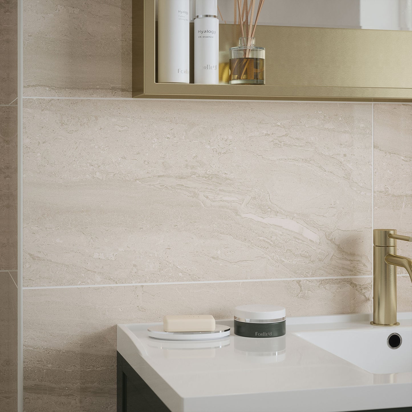 Beige - Arden 8.3mm Gloss Tile Sample (P12882)