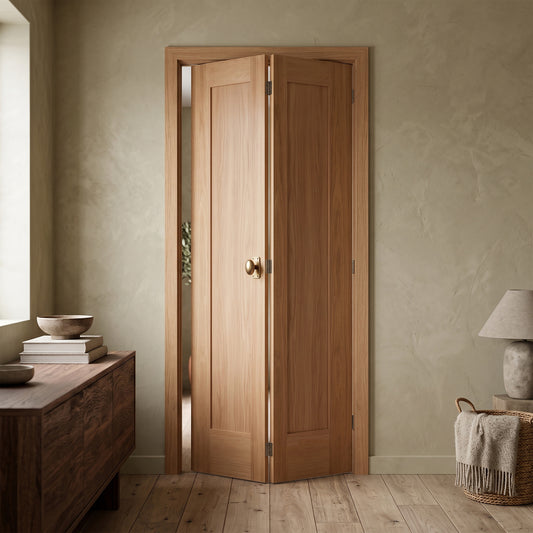 Oak Internal Fully Finished Pattern 10 1 Panel Bi-Fold Door