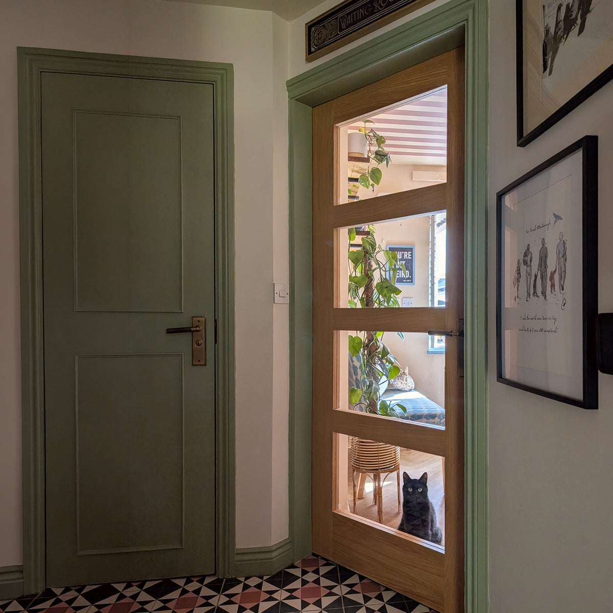 Oak Internal Fully Finished Shaker 4 Light Clear Glass Door