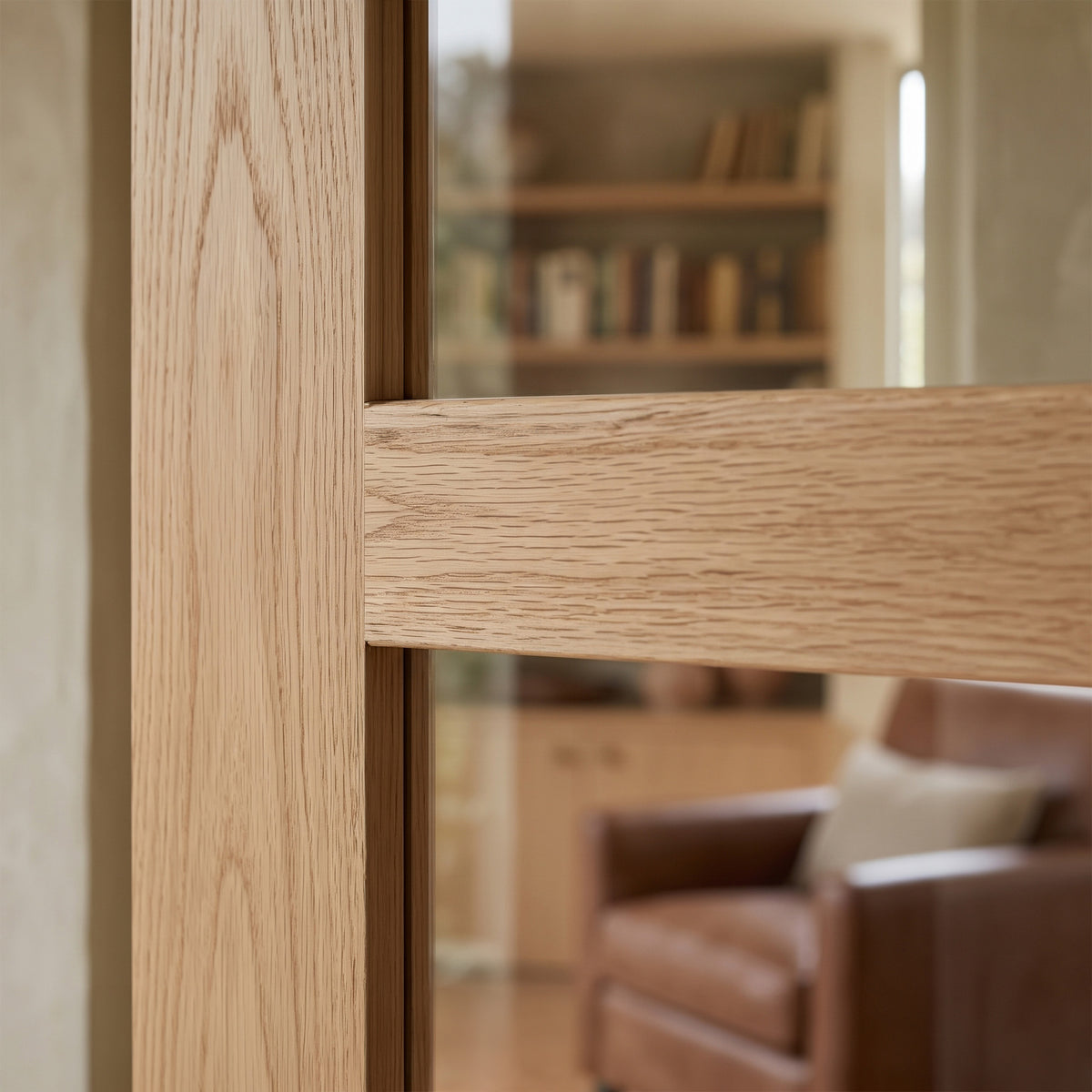 Oak Internal Fully Finished Shaker 4 Light Clear Glass Door