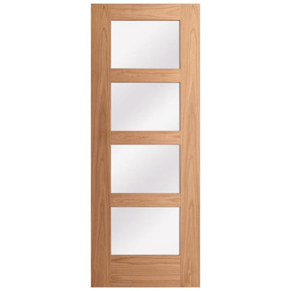 Oak Internal Fully Finished Shaker 4 Light Clear Glass Door