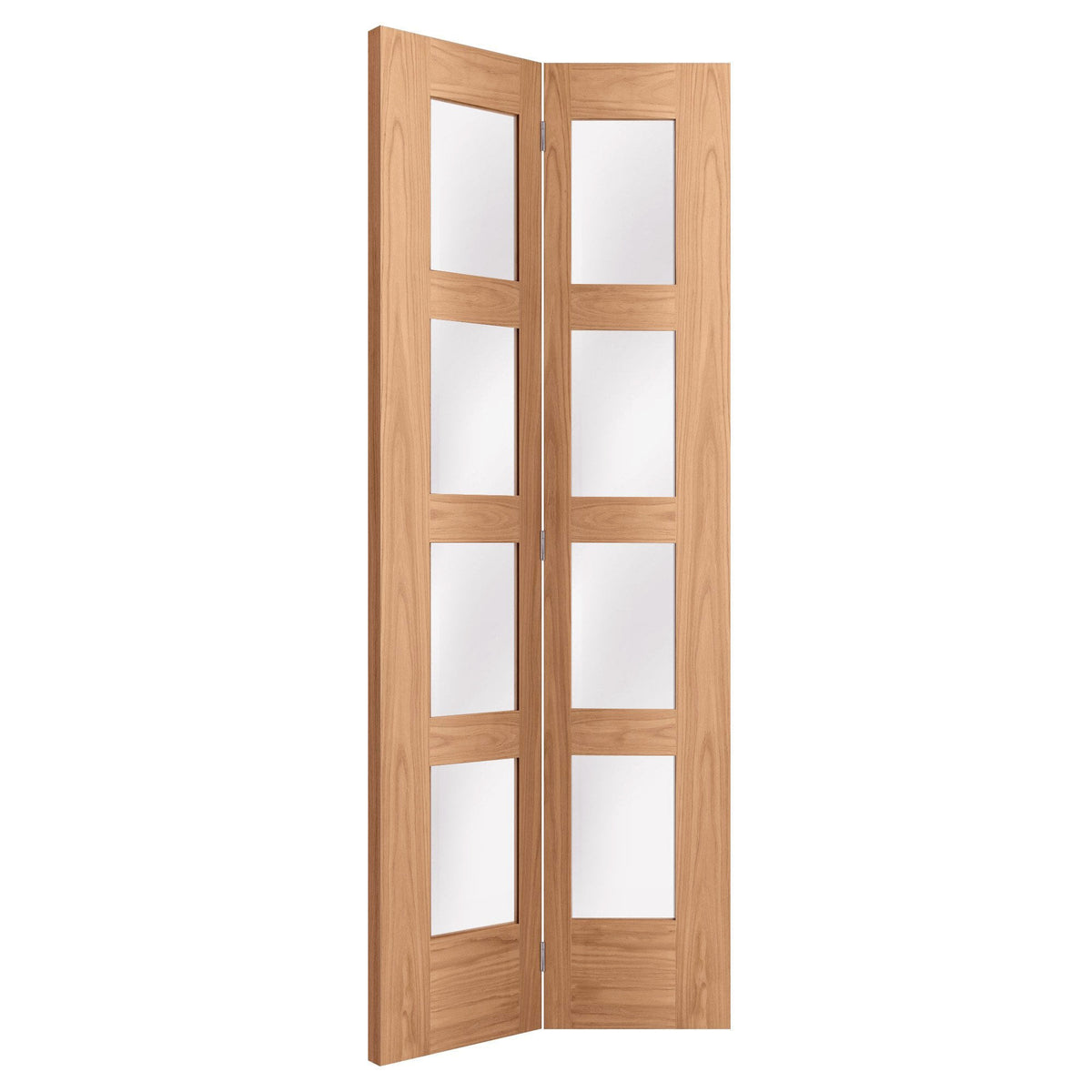 Oak Internal Fully Finished Shaker 4 Light Clear Glass Bi-Fold Door